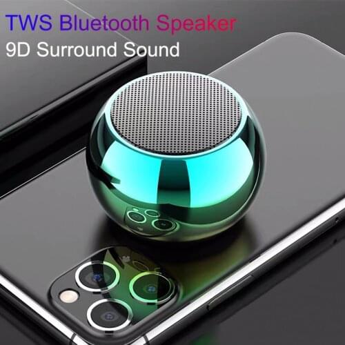 Mini TWS Bluetooth Speaker 5.0 Wireless 9D Surround Sound Speakers Aluminum Bass Stereo Subwoofer Loudspeaker With Mic Boombox
