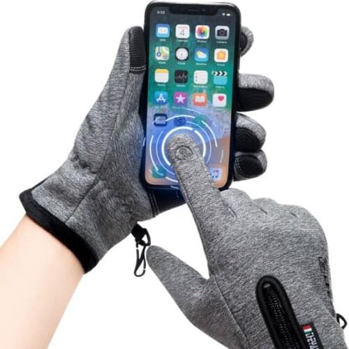 Mens autumn winter cycling gloves mens zipper touch screen windproof warm waterproof sports mountaineering ski Gloves