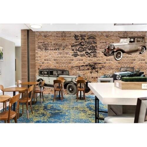 Custom photo wallpaper 3d mural wallpaper 3 d Retro car wall brick background wall papers for living room decoration