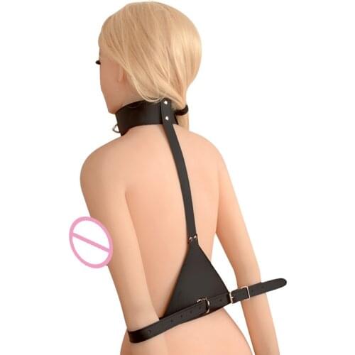 Nylon Neck Collar To Handcuffs Bondage Restraint Wrist Cuffs For Women Slave Fetish Bondage Adult Game Sex Toys For Couples