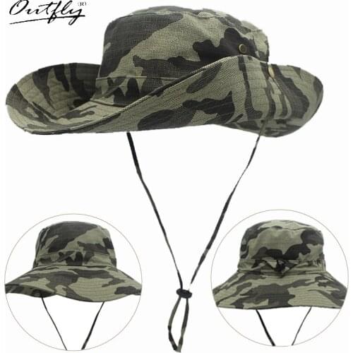 Outfly Camouflage Beach Hat Outdoor Sun protection UV Protection Wide Brim Bucket Hat Cowboy Hat Fishermans Hat