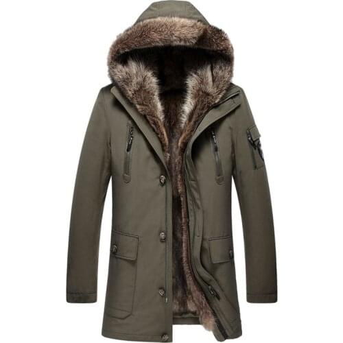 Parka Real Coat Men Winter Jacket Natural Raccoon Fur Liner Warm Jackets and Coats Parkas Hombre 2020 4163 KJ2977