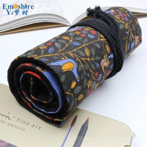 Rolling Up Pencil Bags Canvas Painting Stationery Roll Pencil Case Sketch Pencil Brush Bag Kits Holders Pouch Pencil Bag B053