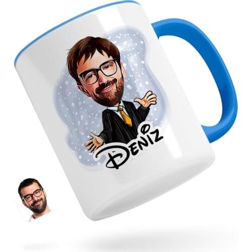 Personalized Men 'S Attorney Caricature Of Blue Mug Bardak-3