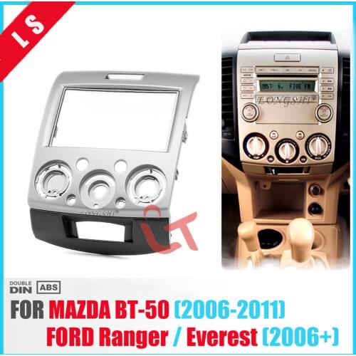 2DIN Radio Stereo Panel for Ford Everest Ranger Mazda BT-50 BT50 Double 2 Din Fascia Dash Installation Trim Kit Face Plate Bezel