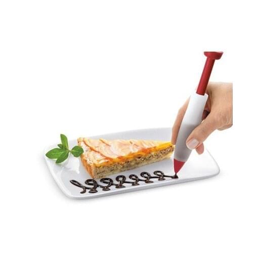 Decorating Pen Red Silicone Chocolate Cream Decorating Pen Squeeze Sauce Baked Cake Decorating Tools