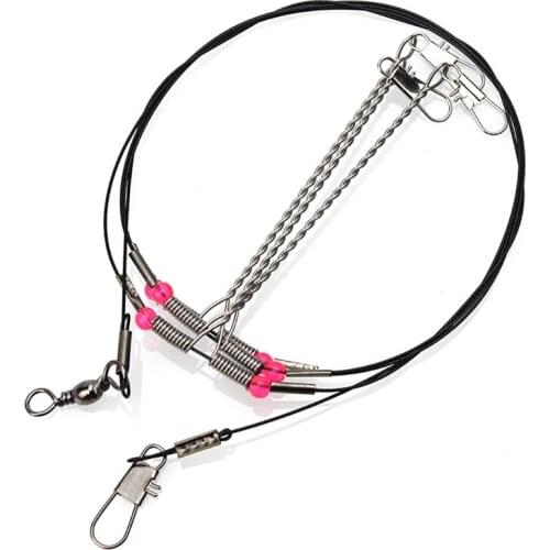 Fishing Ocean Fishing Rigs 93cm Steel Wire Leader Rope Anti-winding Rotatable Line Swivel String Hooks Balanced Bracket