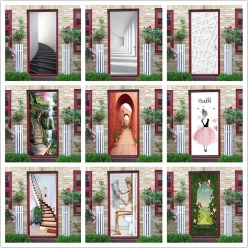 Modern Fashion Life Design Door Stickers Creative Art Natural Scenery Home Decor Renew Vinyl Wall Sticker Kid Room Poster Decal