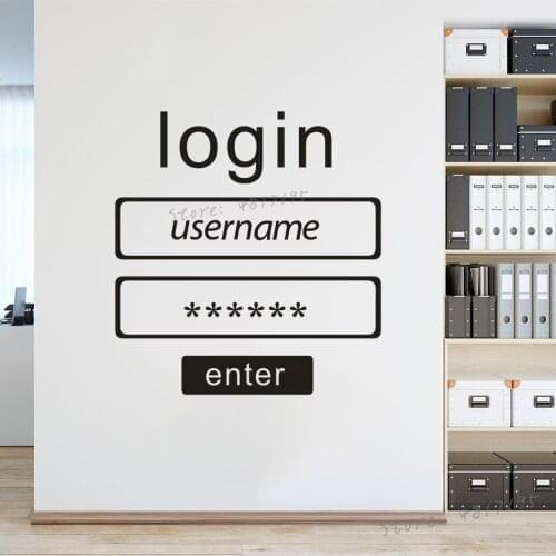 Login and Password Vinyl Wall Sticker Office Home Decoration Login Form Style Wall Decals Bedroom Door Vinyl Murals Art AZ938