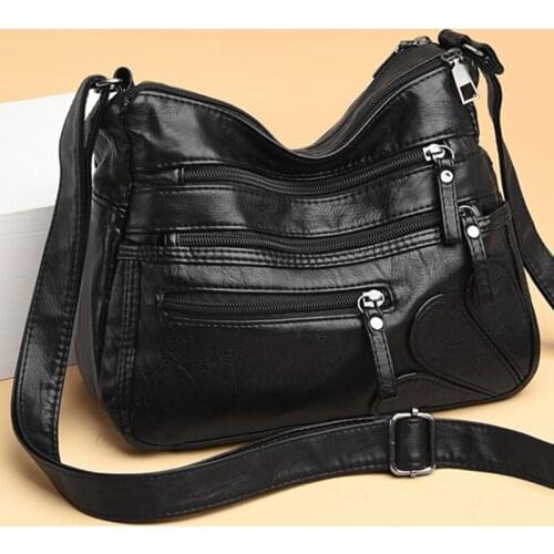 Vintage Multifunction Crossbody Bag Women PU leather Shoulder Bag Large Capacity Messener Bag Fashion Lady Shopping Handbag sac