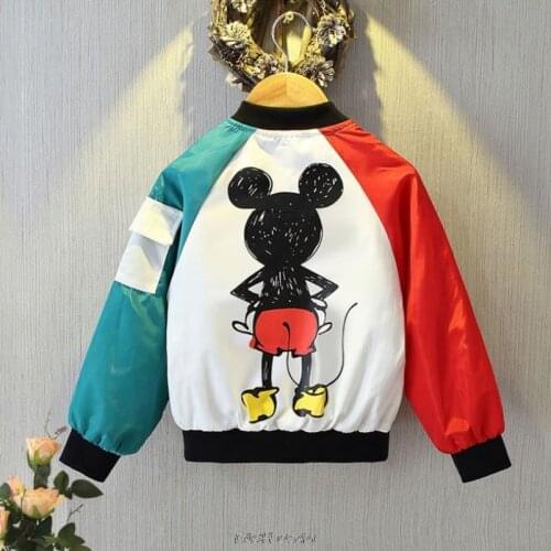 Frozen Childrens Back Cartoon Print Jacket Boys and Girls Baby Baby Foreign 1-9 Years Old Zipper Cardigan Jacket Mickey Mouse