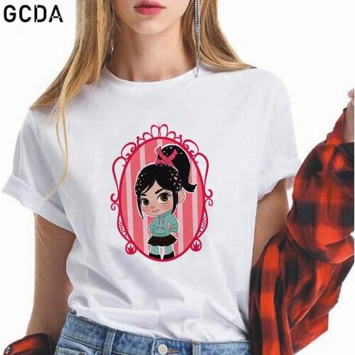 Sugar Rush Queen Vanellope In the Mirror Women T Shirt Harajuku Kawaii Cartoon Tshirt Female Short Sleeve T-shirt Summer Girls