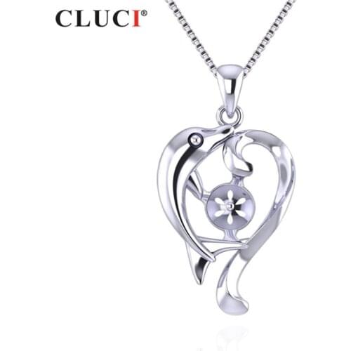 CLUCI Authentic Women Silver 925 Pendant Jewelry Cute Dolphin Sterling Silver Charms Pendant Gift Jewelry SP341SB