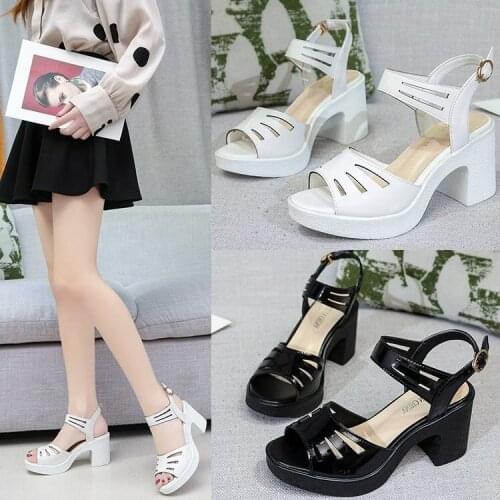 2021 Roman Shoes Womens Sandals Heel Semi-High Heeled Sandals Female Fairy Style Black High Heel Shoes Designer for Women