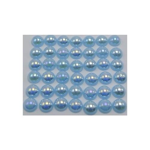 1000 Sky Blue Luster AB Acrylic Round Half Pearl 6mm FlatBack Beads Scrapbook