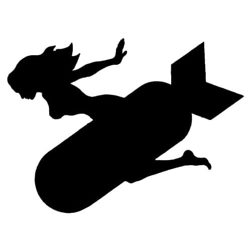 11.7*8.7CM Sexy Girl Taking Missile Flying Popular Design Zero Defect Black/Silver Vinyl Car Sticker Decal C20-0683