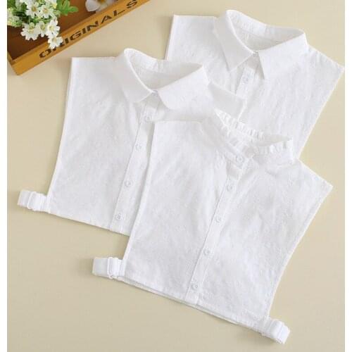 2020 White Fake Collar for Womens Shirt Stand Ruffle False Collars Ladies Detachable Collar Mens Neckwear Blouse Faux Col Decor
