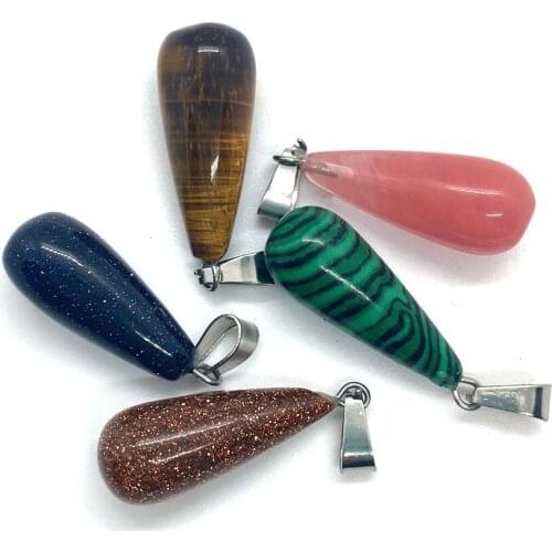 Natural Stone Pendant Charm Colorful Necklace Pendant Suitable for DIY Handmade Necklace Earrings Making Accessories 3 Pieces