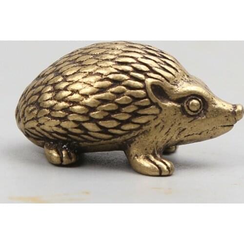 34MM/1.9" Collect Curio Rare China Fengshui Bronze Exquisite Animal Lovable Rrinaceus Earopaeus Pendant Statue Statuary 42g