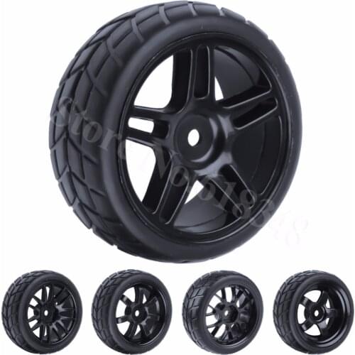 4Pcs/lot Rubber 63mm Wheel Flat Run Tires & Wide:26mm On Road For HSP HPI 1/10 RC Cars Spare Parts
