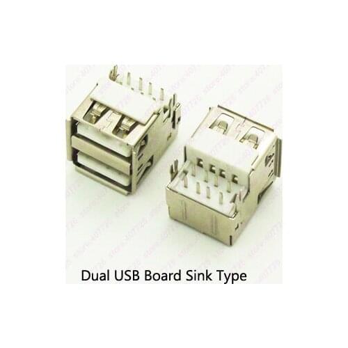 5PCS Dual USB 2.0 Connector Female 8PIN DIP 2 Feet Straight USB 2.0 Jack 90Degree USB Socket PCB Board Sink Type Curved/Flat