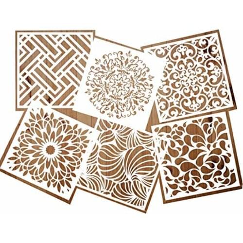 6pcs DIY Craft mandala Stencils for Painting on Wood,Fabric,Walls Art Scrapbooking Stamping Album Decor Embossing Paper Cards