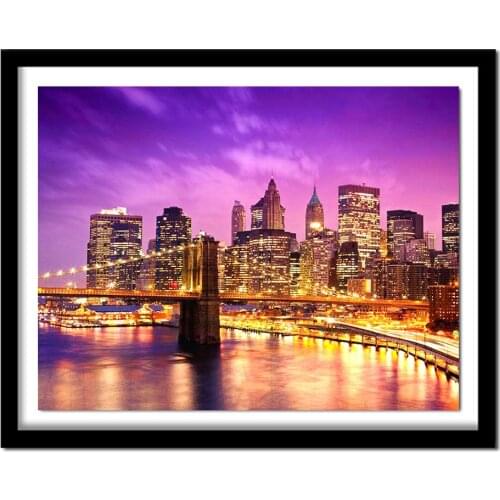 Diamond embroidery city, embroidery diamond,full,square,diamond painting city night landscape