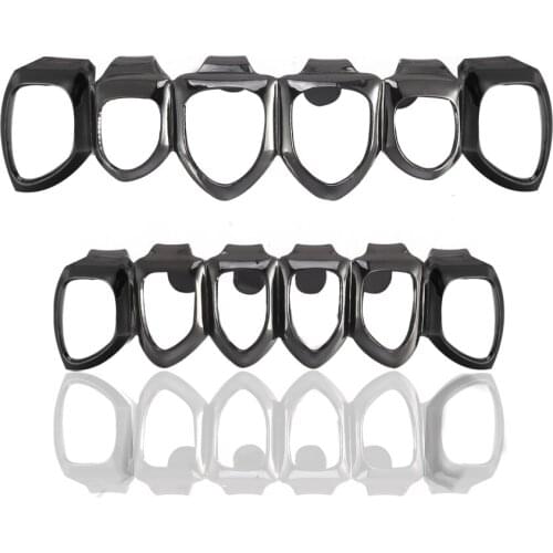 Hip Hop Brace Prop False Tooth Hollowed Joker Cosplay Top And Bottom Teeth Caps Halloween Decor Bling Costumes Plated Set