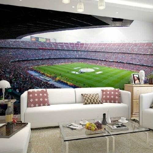 Bacaz Large Barcelona Football Stadium Sport Wallpaper for Wall Decor Background 3d Photo Mural Soccer 3d Wall Sticker Removable