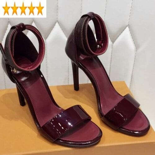 High Top Sexy Quality Womens Sheepskin Real Luxury Designer Thin Heels Pumps Elegant Woman Buckle Sandals