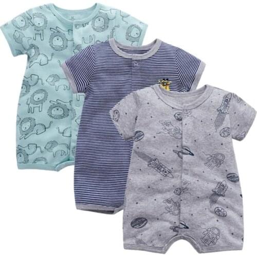 Printed Animal Fruit One-Piece Baby Girls Boys Cotton Short Sleeve Climb Romper 0-24M 15Kinds DG01