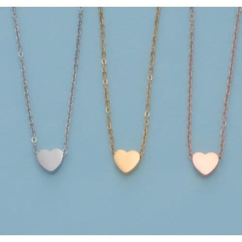 Fnixtar Stainless Steel Mirror Polished Heart Chain Necklaces Gold Rose Gold Love Heart Necklace Jewelry 40/45/50cm 10piece/lot
