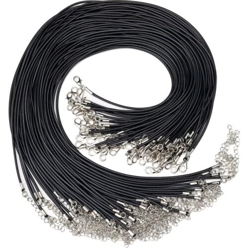 18 Inches 2.0mm Black Necklace Cord for Pendants with Lobster Clasp Bulk for DIY Jewelry Making Bracelet Rope 100pcs/lot