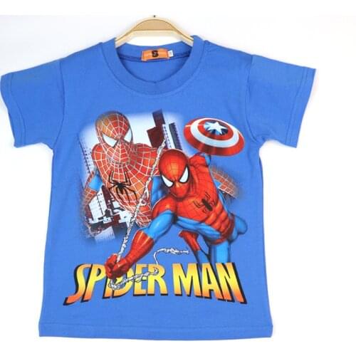 Disney Marvel Iron Man Spiderman T-shirt Kids Boys Clothes Super Hero Cotton Casual Clothes 2021 Summer Clothing Kids Clothes