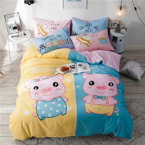 Pig Bedding Set 3 or 4 Pcs/Set Pillowcase & Duvet Cover Bedsheet Sets Cotton Bed Set Home Bed Textile Products Roupa De Cama