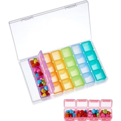 10pcs Polypropylene Plastic Bead Storage Containers Removable with 28 Rectangle Colorful Compartments Storage Jewelry Beads F80