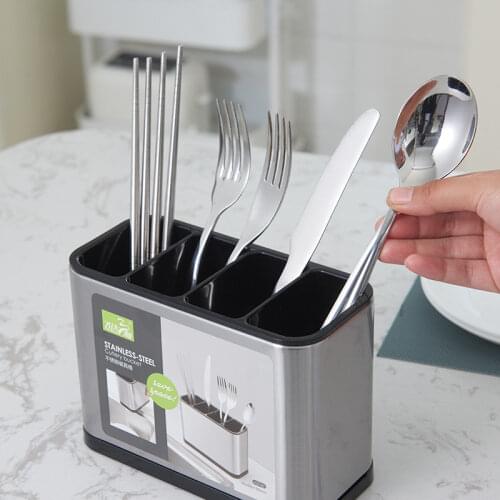 Multifunctional Knife Holder Spoon Storage Box Storage Rack Kitchen Tableware Supplies Drain Chopsticks Cage with Drain Tray