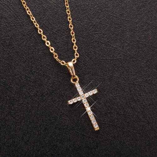 New 2021 Ladies New Cross Pendant Necklace Ladies Shiny Long Chain Necklace Sweater Sweater Necklace Clavicle Chain