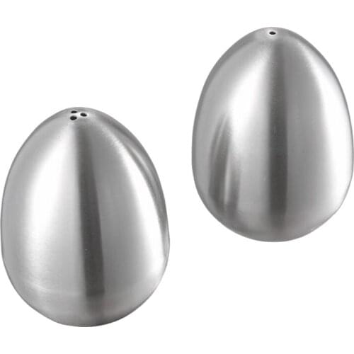 New 2 Pieces Stainless Steel Pepper Shaker Egg Shaped Salt Shaker Set Kitchen Tool