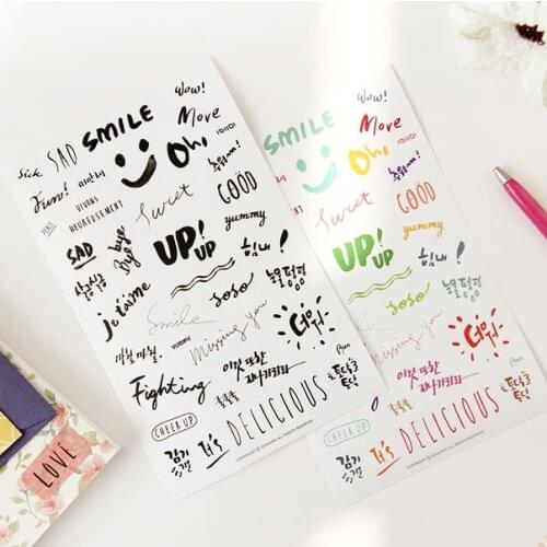 New Korea Funny Color Art font decoration PVC Sticker/Transparent English word sticker/Cartoon DIY Phone Sticker