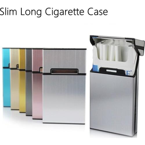 Portable Cigarette Case Can Hold 20pcs Lady Long Slim Cigarettes Holder Rose Gold Luxury Tobacco Box Gadgets for Women Men