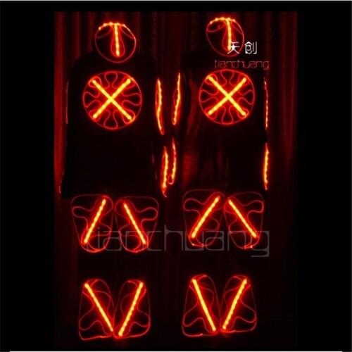 Programmable tron led light men costumes full color robot suit cosplay RGB lighted outfit dj show wears dance clothe luminous dj