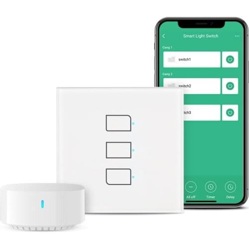 BroadLink TC3 -UK Smart Remote Switch (with S3 HUB) Control Lighting from Anywhere, Easy Installation (No Neutral Required)