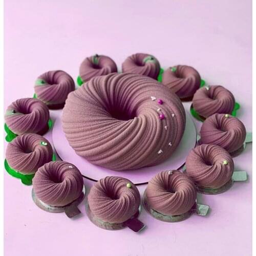 Meibum Spiral Donut French Dessert Silicone Cake Mold Homemade Party Chocolate Mousse Pastry Mould Decorating Tray Baking Tools