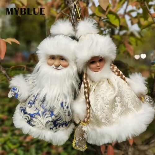 28cm Christmas Tree Ornaments Hanging Doll Santa Claus Snow Maiden Child Candy Storage Gift Bag Decoration for Home Navidad 2021