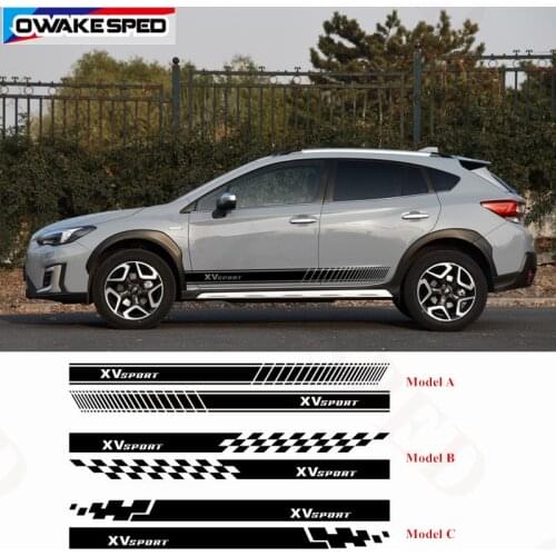 1set Car Door Side Skirt Stripes For Subaru XV Sport Styling Racing Lattices Vinyl Decals Auto Body Decor Stickers