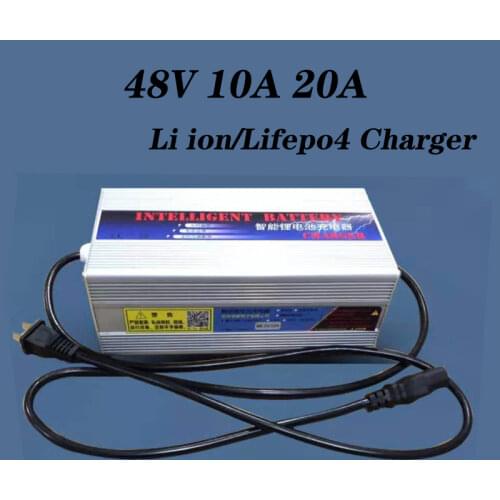 48V 10A 20A 13S 14V Li-ion 16S 58.4V Lifepo4 Curren Adjust Charger 20A LCD Display Lithium Ion Lipo Battery Fast Charge ebike