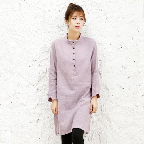 2020 Spring New Original Modified Shirt Cotton Flax Loose Blouse Girl Kimono Plus Size Blusas Women Tops Vintage Big Size