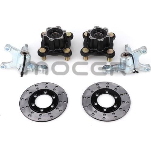 1SET Steering Strut Knuckle Spindles with 100mm M14*4 STUD Brake Caliper 130mm Disc wheel Hubs Fit For Buggy Go Kart Quad Bike