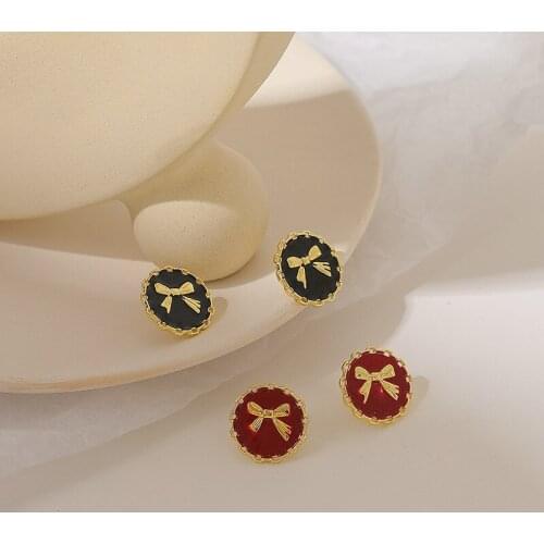 Korean Fashion Bow Earrings Light Luxury Niche Design Girl Heart Stud Earrings for Women Piercing Jewelry